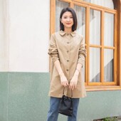 新款 风衣外套女 女装 通勤中长款 3338 翻领单排扣长袖 YUN韫2024春季