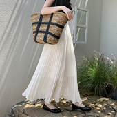 白色雪纺百褶半身裙女2026春夏百搭高腰显瘦a字裙垂感大摆长裙子