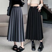 百褶半身裙女黑春秋2025新款 百搭垂感西装 半裙伞裙褶皱高腰a字裙