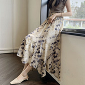 不规则半身裙女夏季 高级感透气系带长裙子高腰a字碎花裙 2026新款