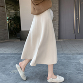 加厚针织半身裙女秋2025新款 宽松大码 遮跨大摆a字裙高腰毛线冬裙