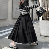 百褶毛呢半身裙女小个子秋冬2025新款 宽松休闲中长款 褶皱A字冬裙