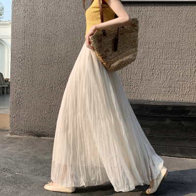 网纱长裙a字高腰大摆纱裙半身裙
