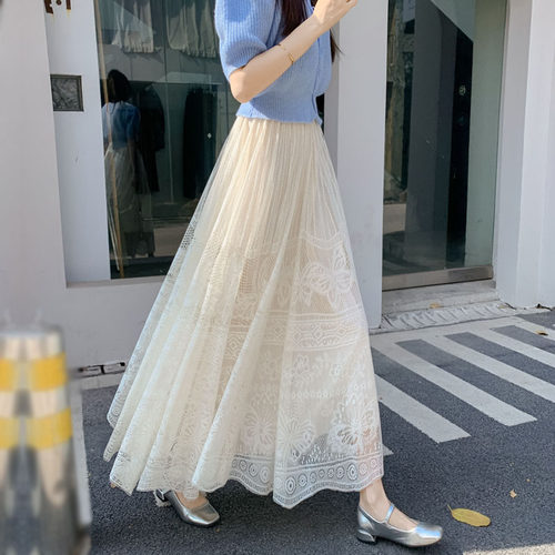 两面穿长裙大摆打底网纱裙百褶裙