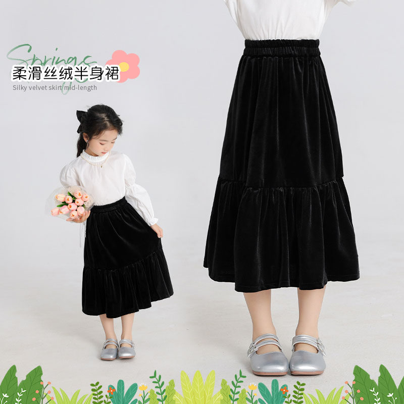 女童丝绒半身裙2025秋冬新款儿童中长款加绒裙子女孩洋气鱼尾半裙,童装/婴儿装/亲子装,半身裙,淘宝优惠券,粉丝福利购,淘宝优惠卷