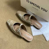 气质名媛平底穆勒单鞋 大码 晚风包头半拖鞋 外穿夏季 女鞋 41一43法式