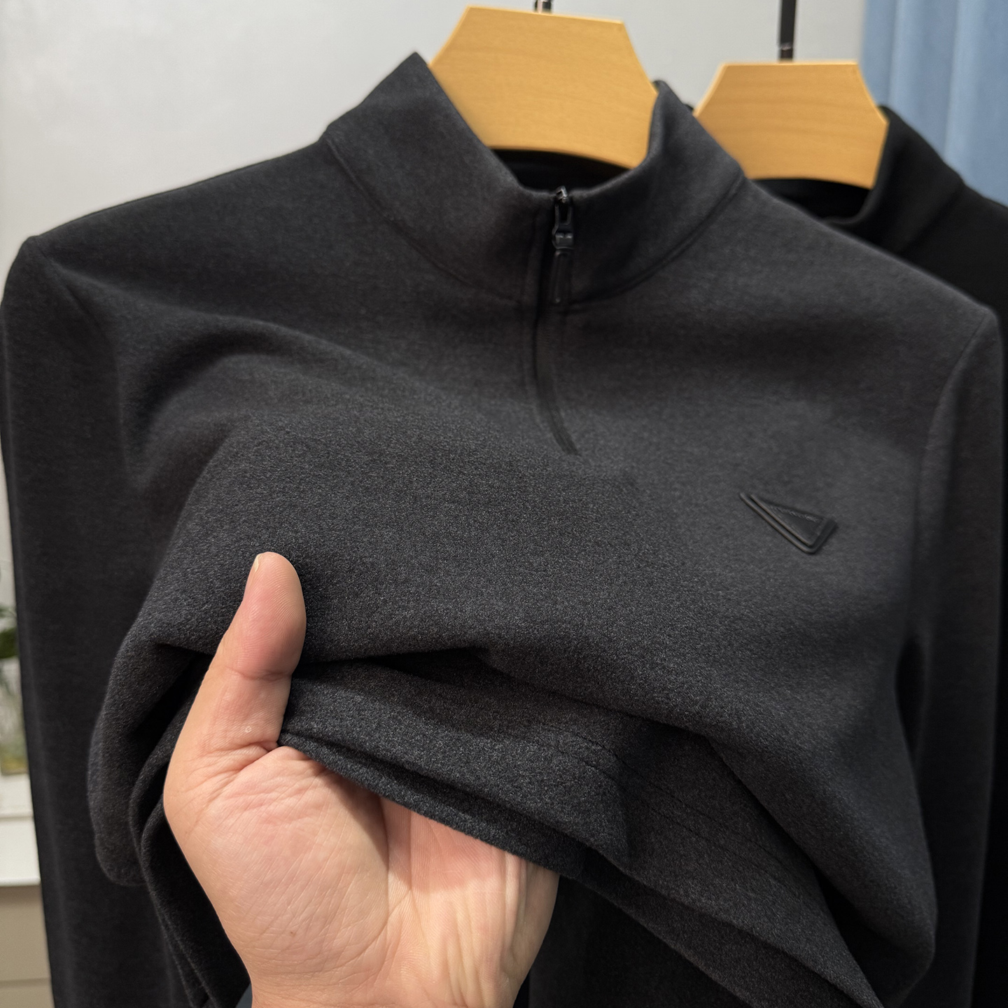 双面绒半拉链高领打底衫男秋冬季保暖立领t恤长袖男加绒内搭秋衣