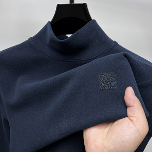 保暖衣磨毛t恤修身 秋冬装 内搭上衣 男长袖 高端双面德绒高领打底衫