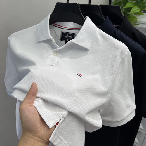 夏季纯棉男翻领短袖POLO衫开叉