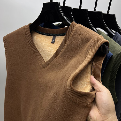 摇粒绒马甲男加绒加厚