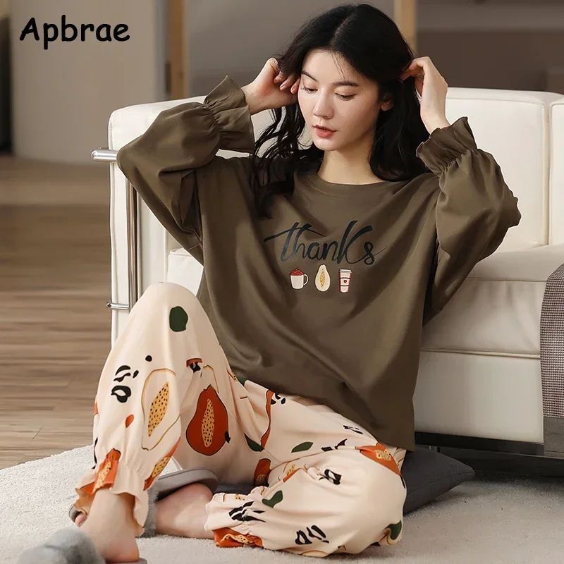 Autumn Winter Women Pajamas Set New Cotton Pijamas Long Slee