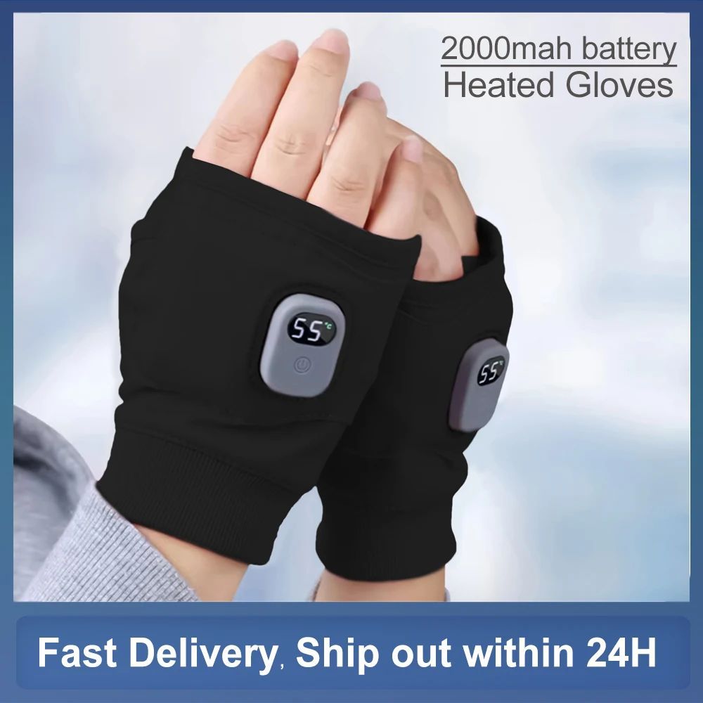 USB Electric Heated Gloves With 2000mah Battery 3 Speed Adju