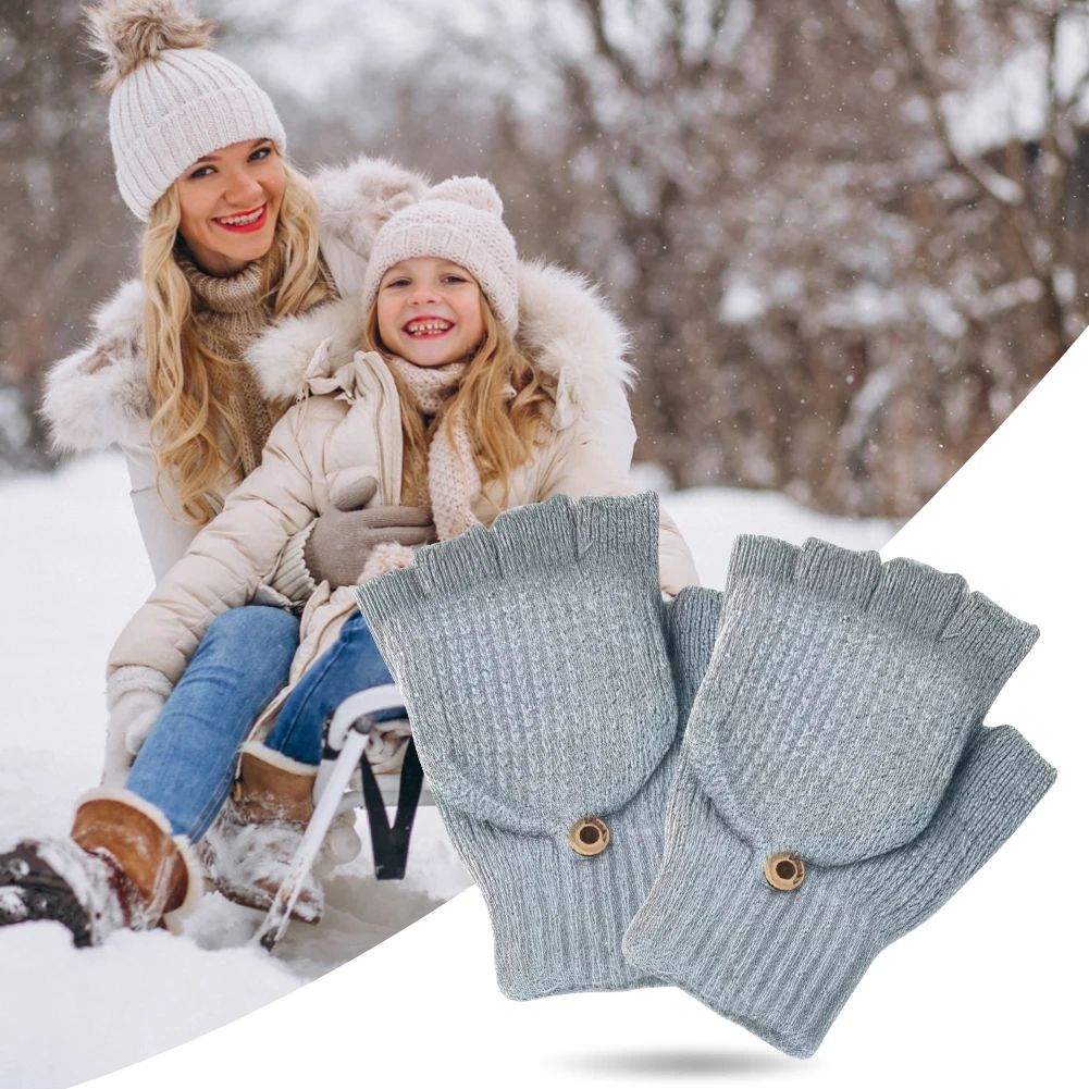 USB Heated Knitted Fingerless Glove Winter Thicken Warm Touc