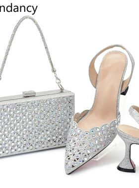 New Arrival Nigeria Women Designer Shoes and Bags Decorated