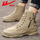 登山鞋 靴侧拉链防滑耐磨户外休闲鞋 子 马丁靴高帮复古工装 回力男鞋