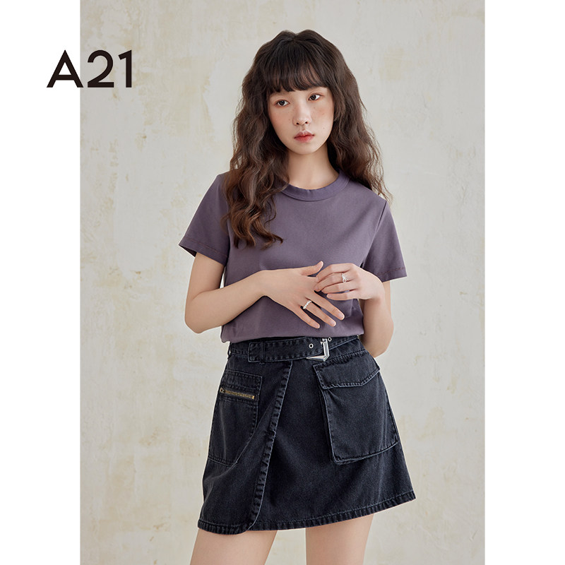 A21短袖纯色T恤简约合体