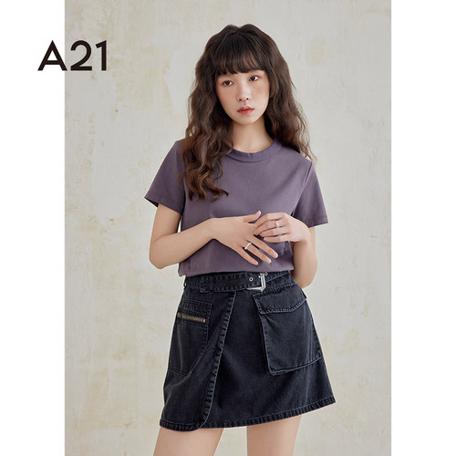 A21短袖纯色T恤简约合体