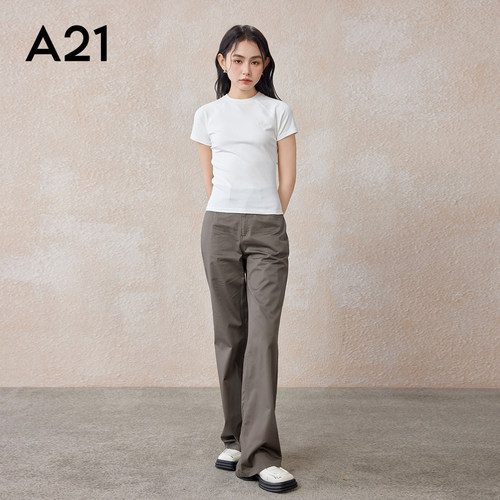 A21女装针织修身插肩短袖T恤