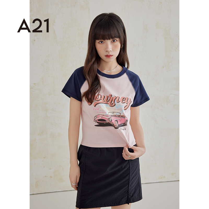 A21女装修身短袖T恤夏季