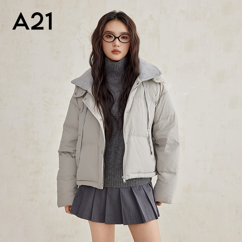 女装梭织宽松可拆帽羽绒服