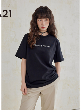 a21 女装圆领短袖t恤夏季简约ins百搭基础男女同款情侣装女款上衣
