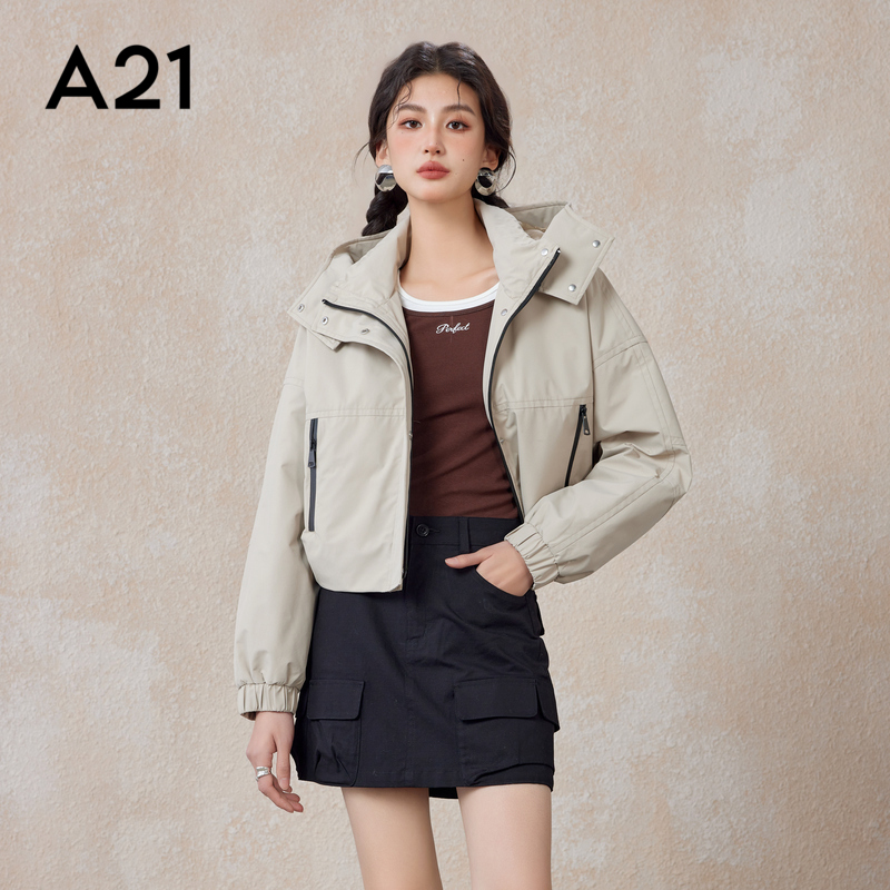 A21女装梭织宽松棉服百搭简约