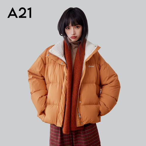 A21女装厚羽绒服秋冬款白鸭绒休闲百搭加厚保暖外套户外通勤休闲