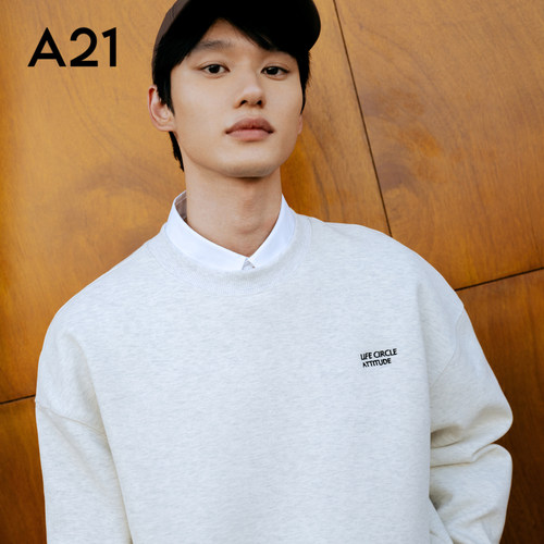A21男装宽松圆领长袖卫衣