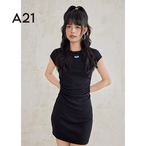 A21短袖包臀裙小个子气质修身