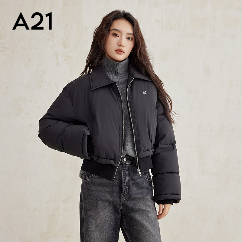 女装梭织宽松翻领落肩开襟短棉服