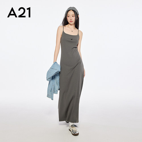 a21女装修身显瘦吊带连衣裙