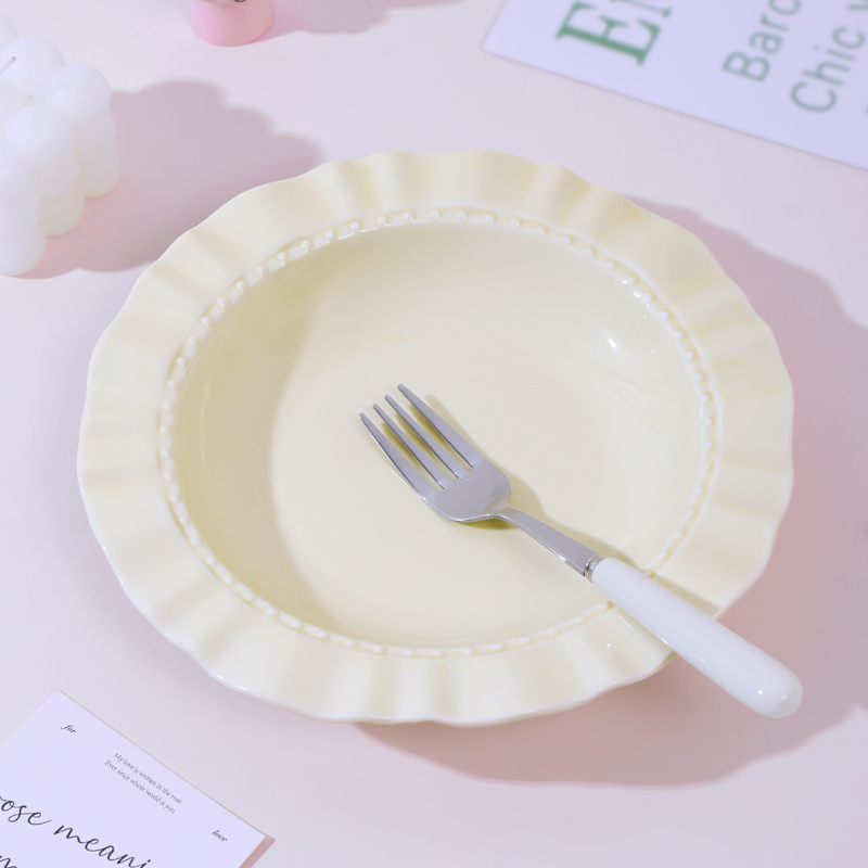 奶油风意面盘好看西餐盘