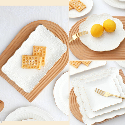 欧式浮雕陶瓷蕾丝意面盘蛋糕