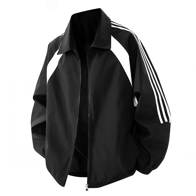 春秋季爆款翻领夹克男女拼接时尚休闲风衣褂子复古帅气大学生外套