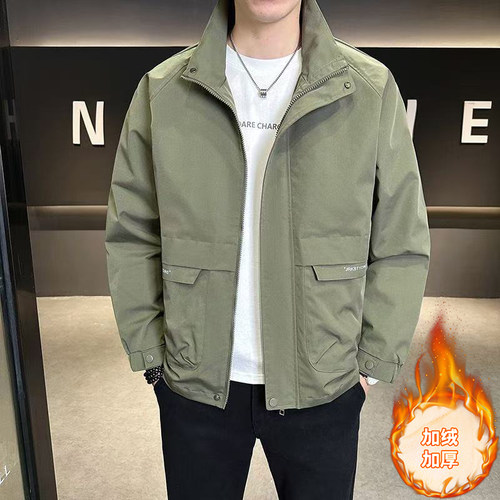 2025冬季新款加绒立领棉衣外套