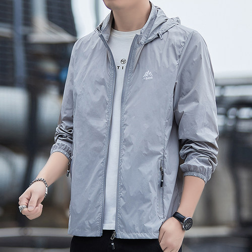 连帽夏季休闲夹克防晒衣服外套男