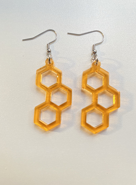 贝壳子原创设计手工制作多巴胺橙色梅花圈耳环水晶胶耳饰时尚饰品