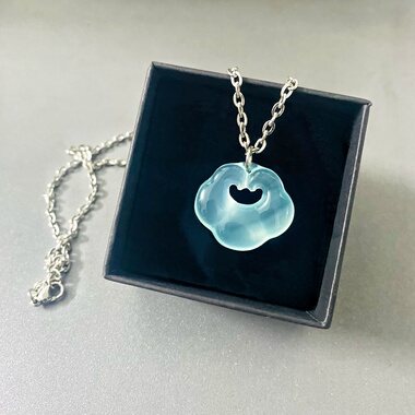 星晚晚【冰蓝玛瑙】专柜饰品玛瑙玉髓祥云锁项链女生冰透高级饰品