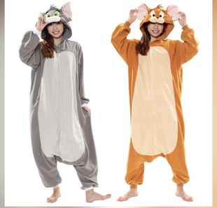 汤姆猫卡通连体睡衣成人男杰瑞鼠可爱动漫女加厚法兰绒情侣学生演