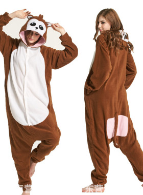 狒狒连体衣卡通动漫男女可爱动物睡衣情侣家居服摇粒绒猴子演出服