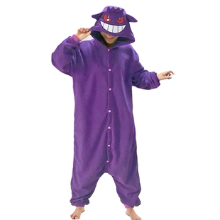 耿鬼连体睡衣情侣卡通加厚秋冬棕马怪兽宝可梦动漫演出服kigurumi