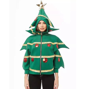 圣诞节圣诞树扮演服cosplay万圣节成人男女卫衣套衫 亲子舞台表演
