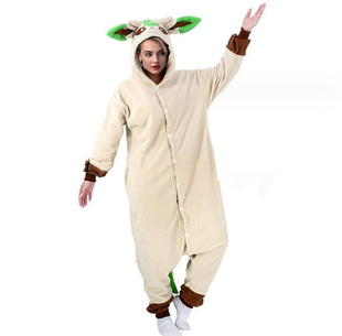 宝可梦草伊布叶精灵伊贝连体睡衣卡通动物男女儿童家居服亲子演出