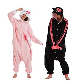 出口欧美KT猫卡通动物连体睡衣可爱男女情侣万圣节角色学生扮演服