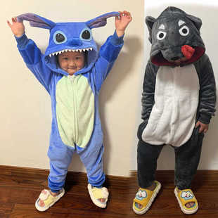儿童大灰狼表演服学生狼舞台话剧男女宝宝卡通动物连体睡衣史迪奇