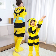 蜜蜂连体睡衣儿童卡通动漫男女可爱法兰绒男宝秋冬珊瑚绒动物演出