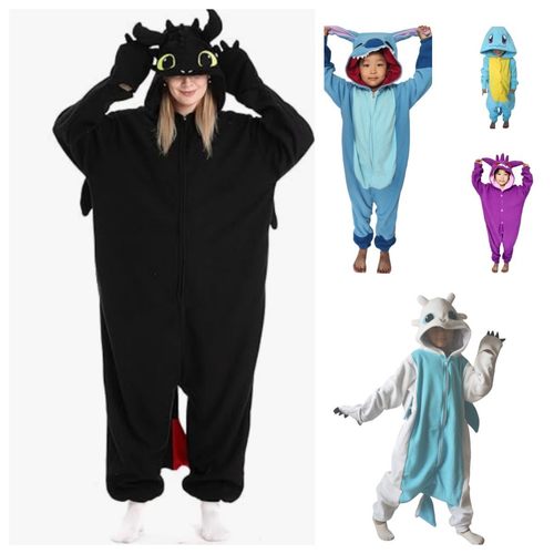 COS动漫儿童黑龙连体睡衣演出服