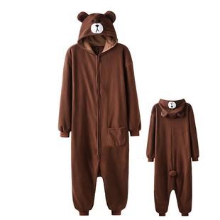 布朗熊卡通连体睡衣男女加厚可爱动漫成人长袖演出服秋冬季onesie