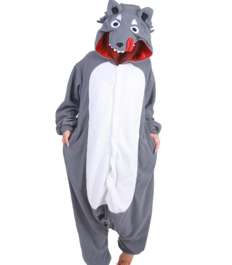 卡通动物加厚长袖情侣连体睡衣