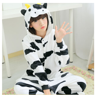 卡通动物连体珊瑚绒情侣睡衣